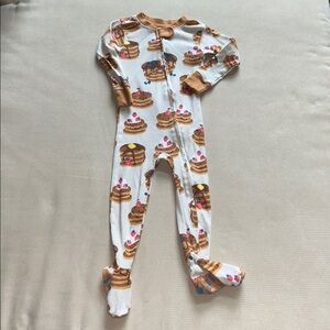HONEST Baby 100 % Organic Cotton Pancake Print Footie /Sleeper Zip Up ‎ Size 18m